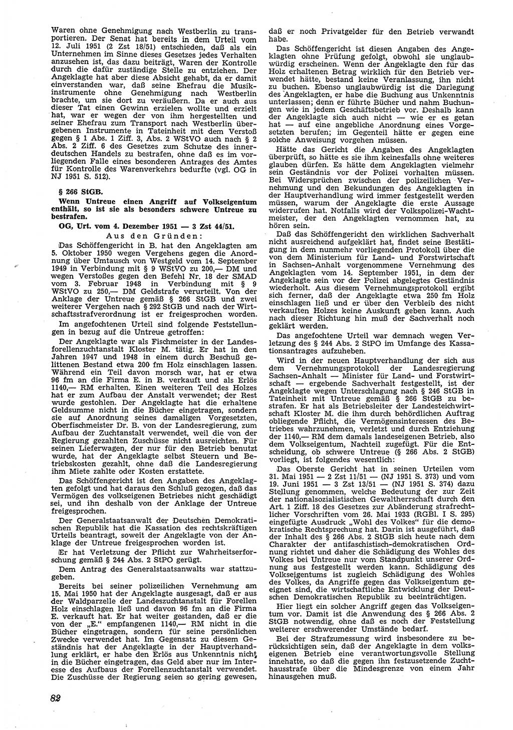 Neue Justiz (NJ), Zeitschrift für Recht und Rechtswissenschaft [Deutsche Demokratische Republik (DDR)], 6. Jahrgang 1952, Seite 82 (NJ DDR 1952, S. 82)