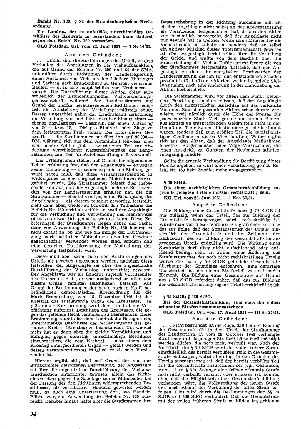 Neue Justiz (NJ), Zeitschrift für Recht und Rechtswissenschaft [Deutsche Demokratische Republik (DDR)], 6. Jahrgang 1952, Seite 94 (NJ DDR 1952, S. 94)