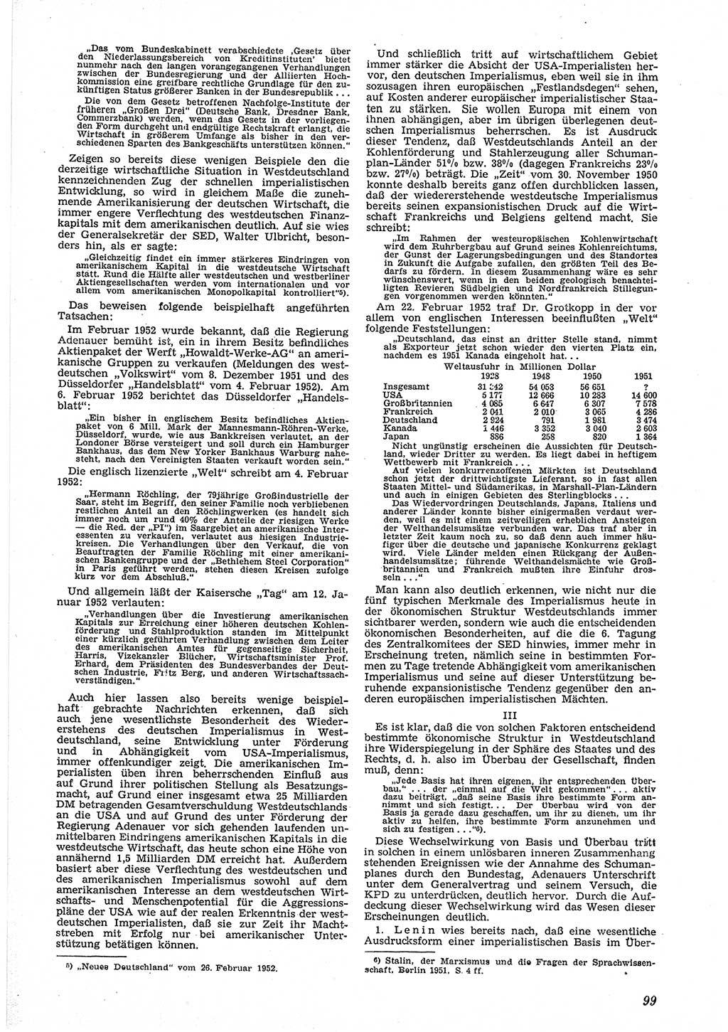 Neue Justiz (NJ), Zeitschrift für Recht und Rechtswissenschaft [Deutsche Demokratische Republik (DDR)], 6. Jahrgang 1952, Seite 99 (NJ DDR 1952, S. 99)