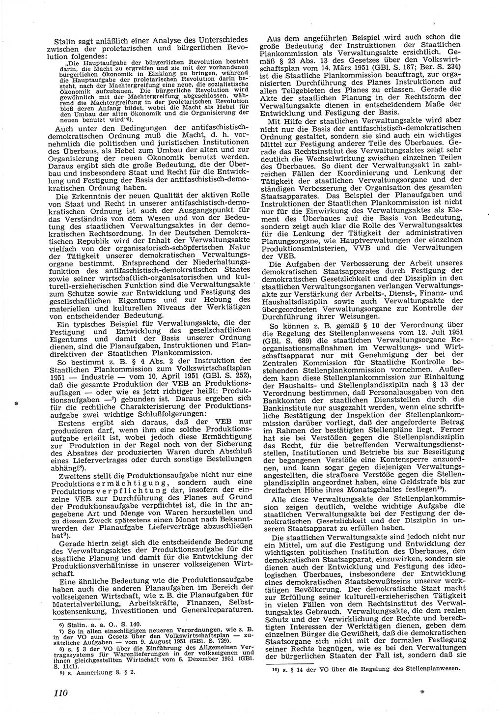 Neue Justiz (NJ), Zeitschrift für Recht und Rechtswissenschaft [Deutsche Demokratische Republik (DDR)], 6. Jahrgang 1952, Seite 110 (NJ DDR 1952, S. 110)
