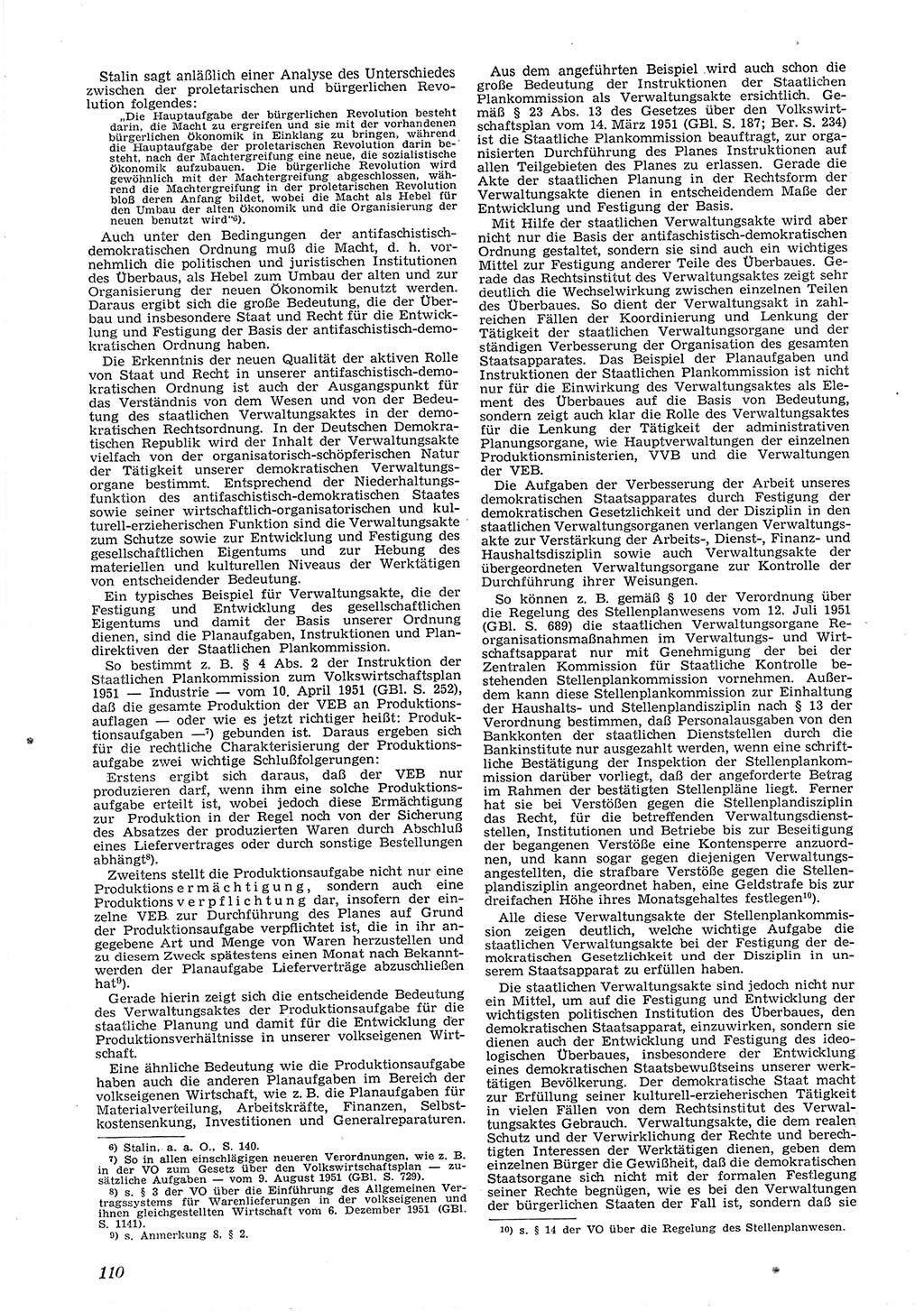 Neue Justiz (NJ), Zeitschrift für Recht und Rechtswissenschaft [Deutsche Demokratische Republik (DDR)], 6. Jahrgang 1952, Seite 110 (NJ DDR 1952, S. 110)