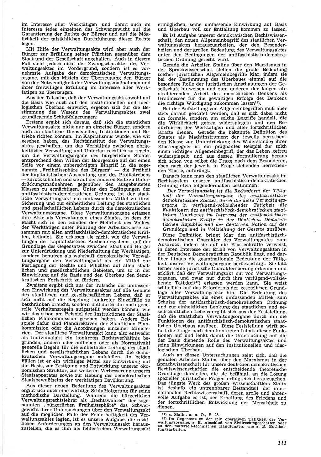 Neue Justiz (NJ), Zeitschrift für Recht und Rechtswissenschaft [Deutsche Demokratische Republik (DDR)], 6. Jahrgang 1952, Seite 111 (NJ DDR 1952, S. 111)