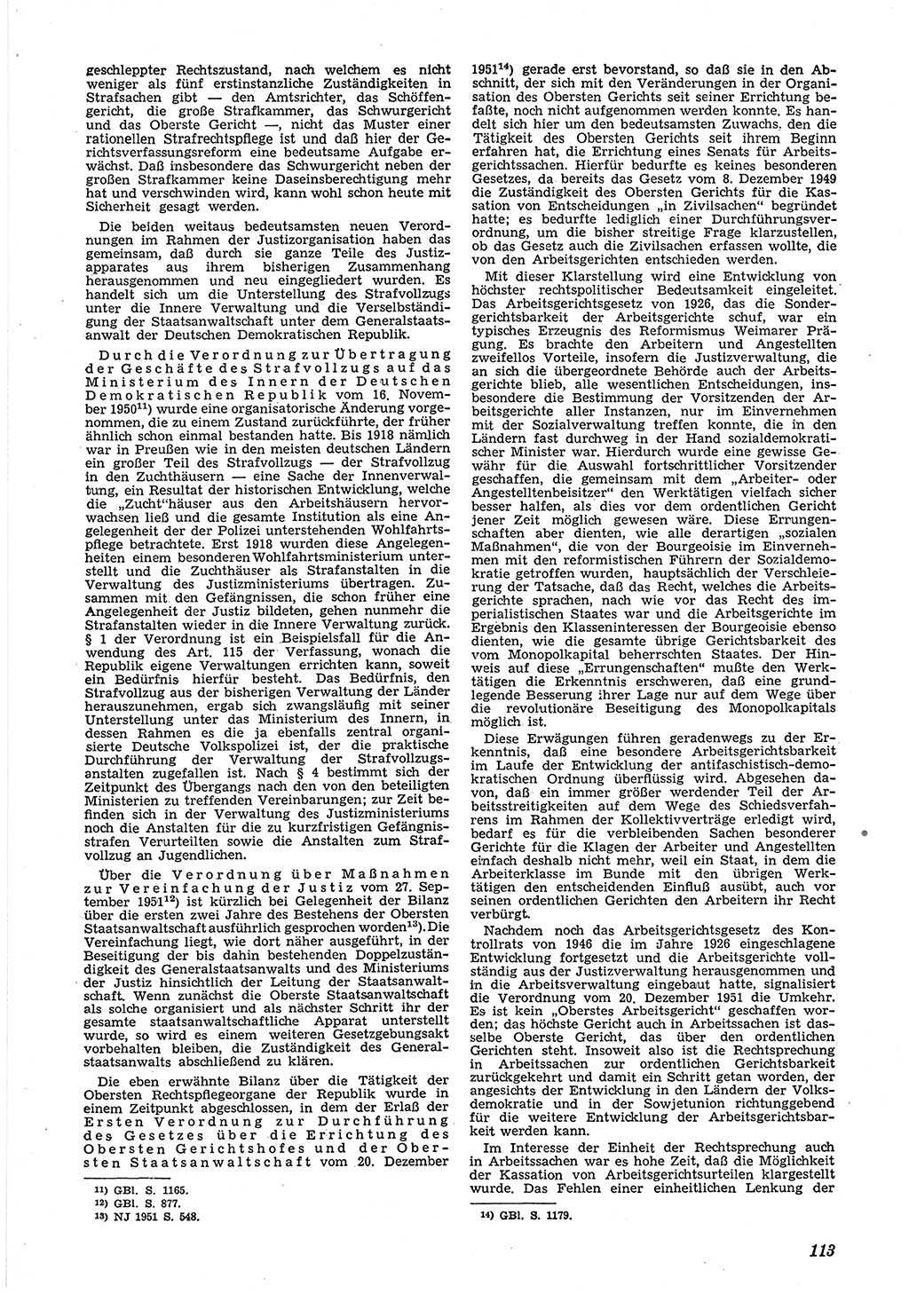 Neue Justiz (NJ), Zeitschrift für Recht und Rechtswissenschaft [Deutsche Demokratische Republik (DDR)], 6. Jahrgang 1952, Seite 113 (NJ DDR 1952, S. 113)