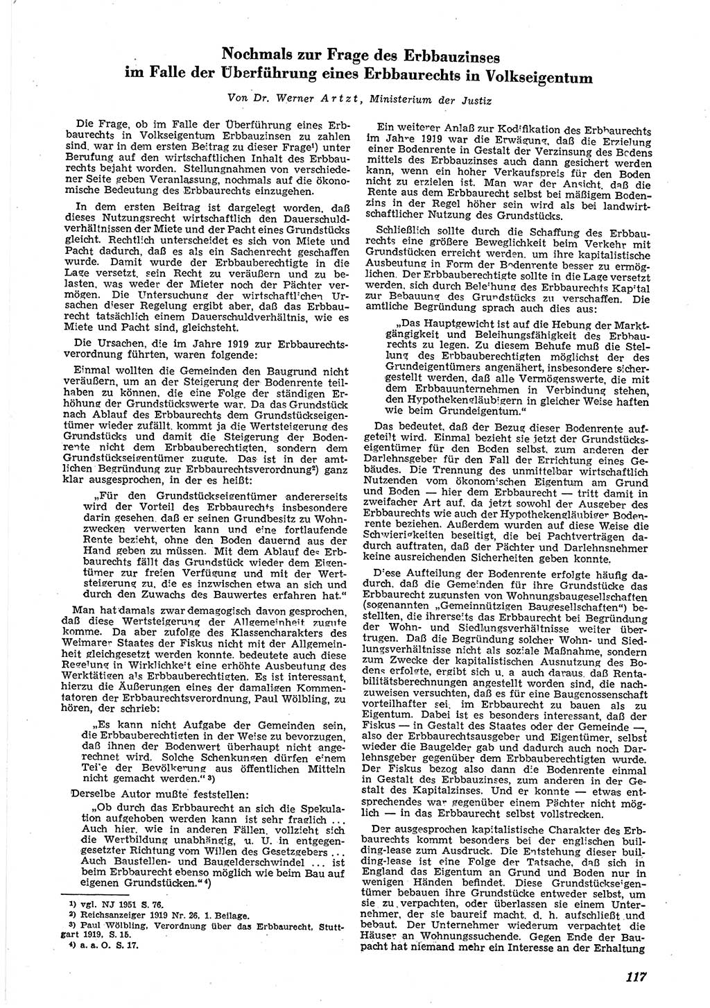 Neue Justiz (NJ), Zeitschrift für Recht und Rechtswissenschaft [Deutsche Demokratische Republik (DDR)], 6. Jahrgang 1952, Seite 117 (NJ DDR 1952, S. 117)