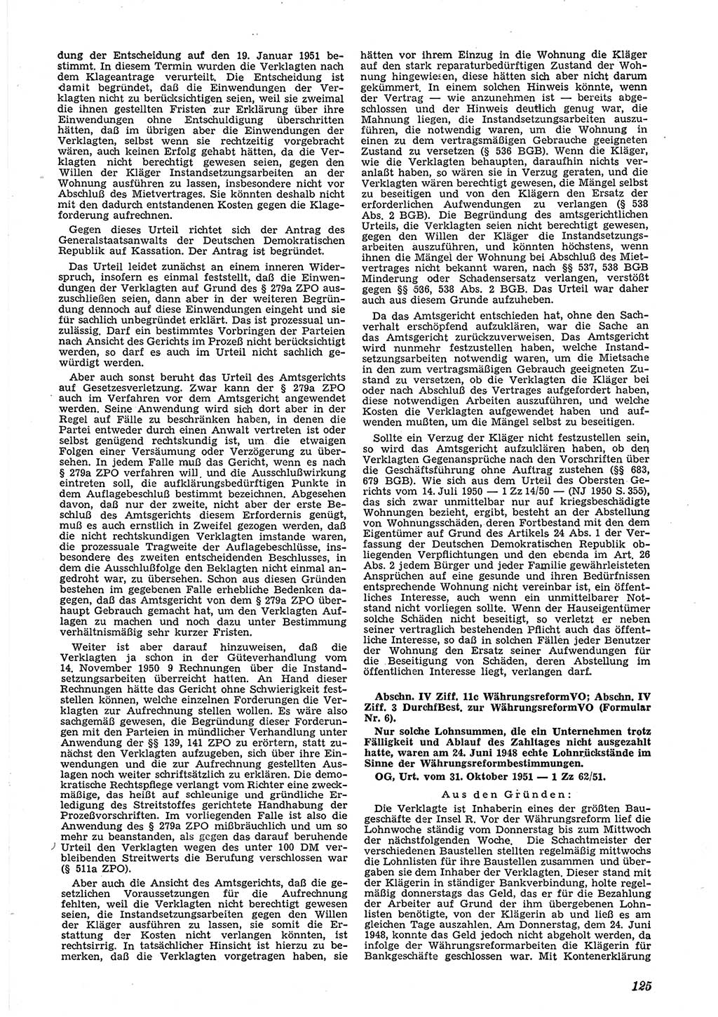 Neue Justiz (NJ), Zeitschrift für Recht und Rechtswissenschaft [Deutsche Demokratische Republik (DDR)], 6. Jahrgang 1952, Seite 125 (NJ DDR 1952, S. 125)