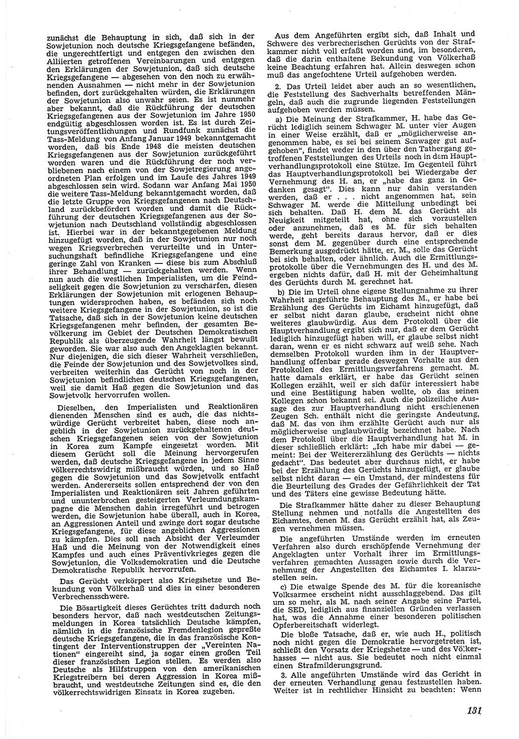 Neue Justiz (NJ), Zeitschrift für Recht und Rechtswissenschaft [Deutsche Demokratische Republik (DDR)], 6. Jahrgang 1952, Seite 131 (NJ DDR 1952, S. 131)