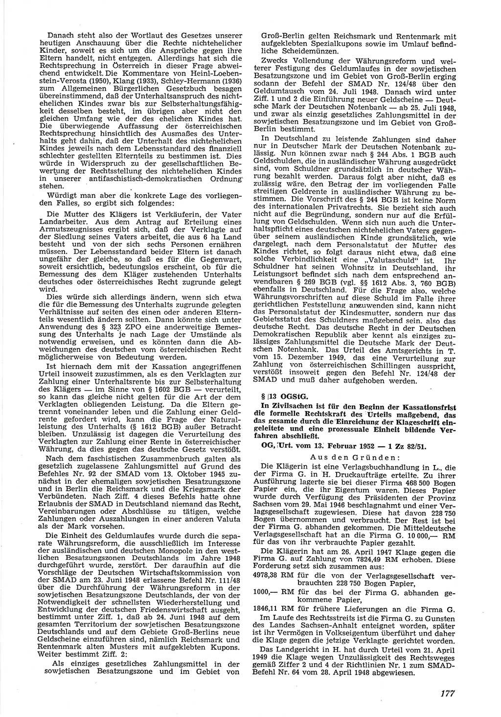 Neue Justiz (NJ), Zeitschrift für Recht und Rechtswissenschaft [Deutsche Demokratische Republik (DDR)], 6. Jahrgang 1952, Seite 177 (NJ DDR 1952, S. 177)