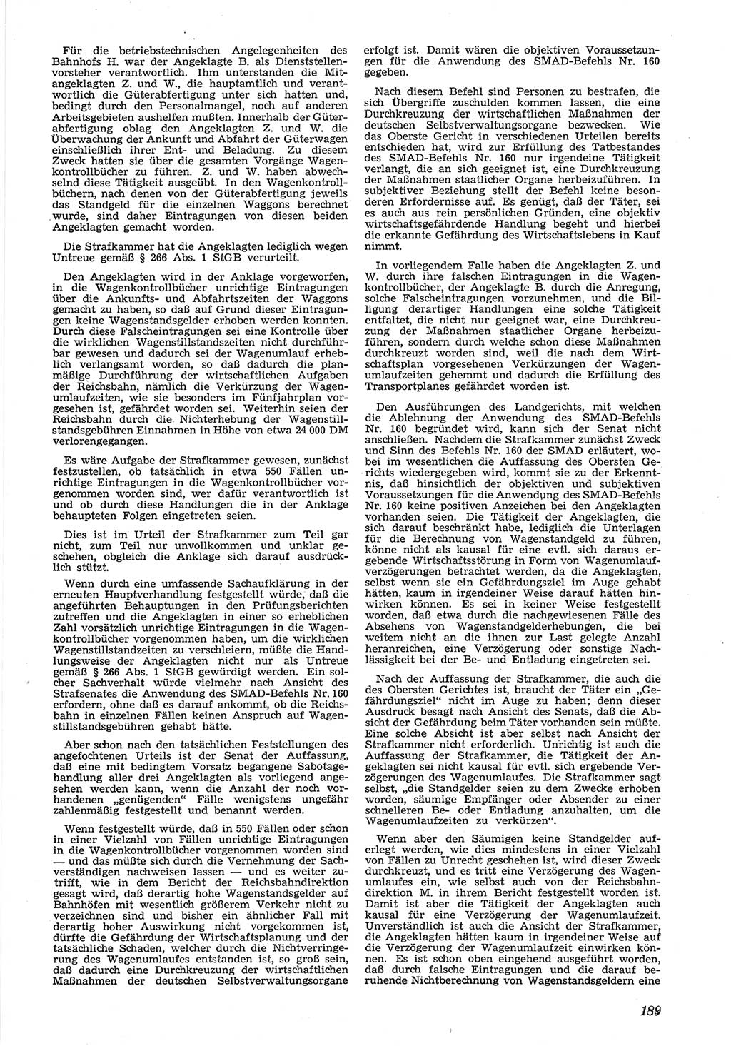 Neue Justiz (NJ), Zeitschrift für Recht und Rechtswissenschaft [Deutsche Demokratische Republik (DDR)], 6. Jahrgang 1952, Seite 189 (NJ DDR 1952, S. 189)