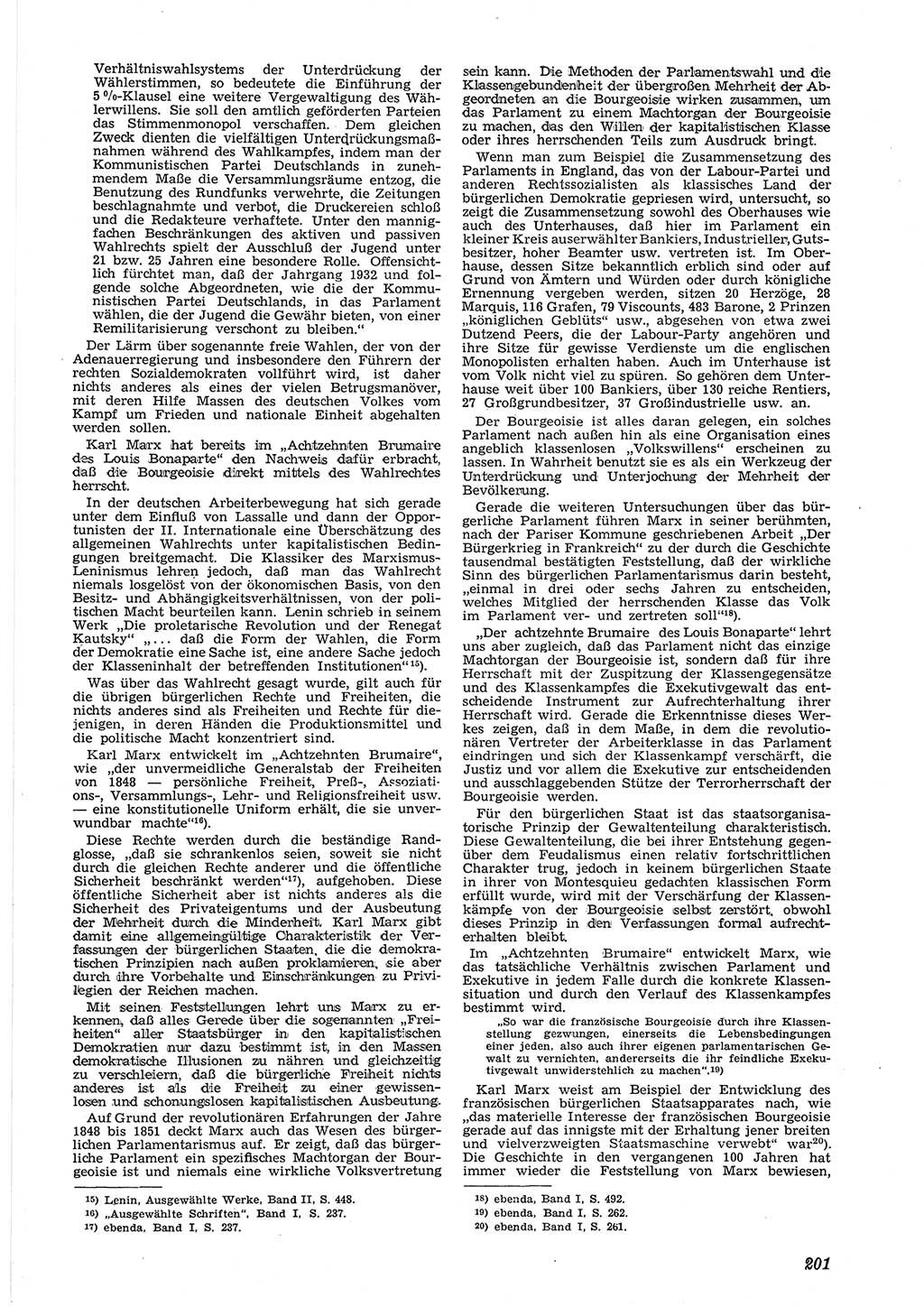 Neue Justiz (NJ), Zeitschrift für Recht und Rechtswissenschaft [Deutsche Demokratische Republik (DDR)], 6. Jahrgang 1952, Seite 201 (NJ DDR 1952, S. 201)