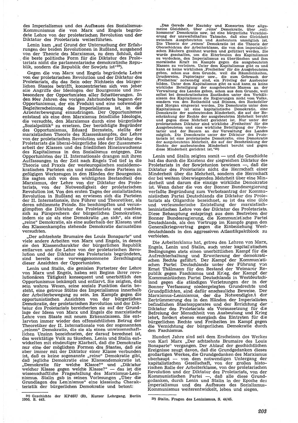 Neue Justiz (NJ), Zeitschrift für Recht und Rechtswissenschaft [Deutsche Demokratische Republik (DDR)], 6. Jahrgang 1952, Seite 203 (NJ DDR 1952, S. 203)