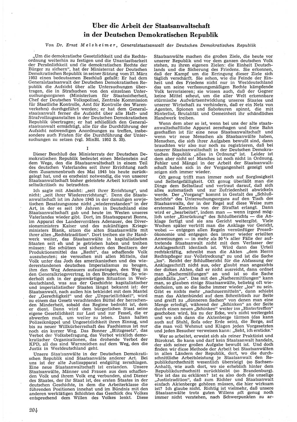 Neue Justiz (NJ), Zeitschrift für Recht und Rechtswissenschaft [Deutsche Demokratische Republik (DDR)], 6. Jahrgang 1952, Seite 204 (NJ DDR 1952, S. 204)
