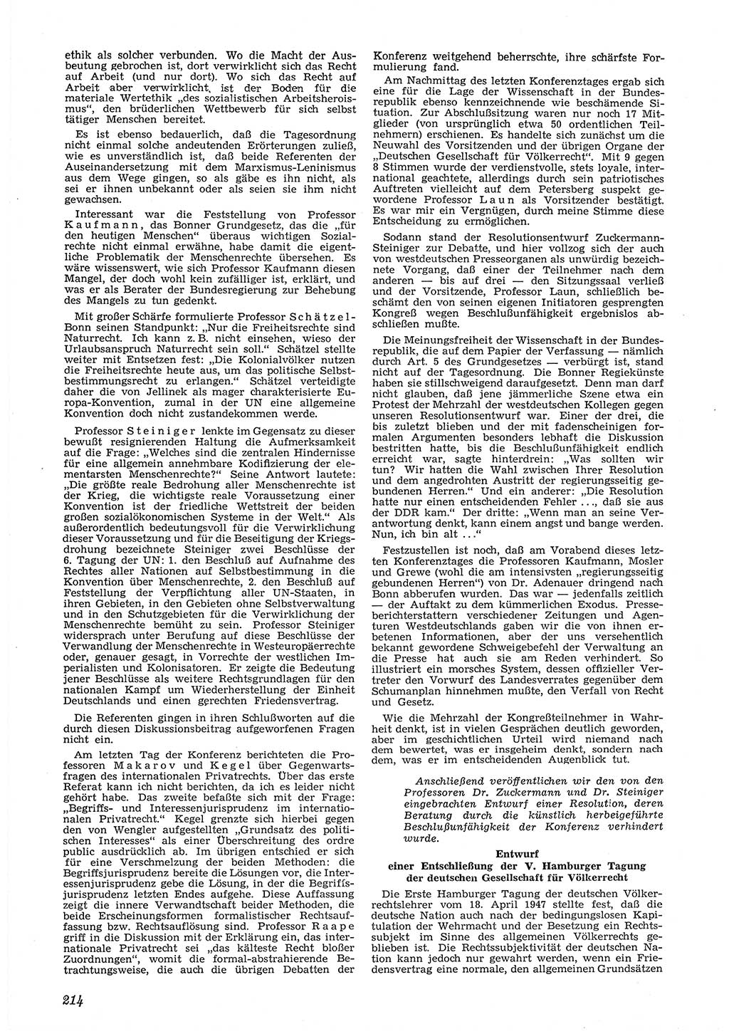 Neue Justiz (NJ), Zeitschrift für Recht und Rechtswissenschaft [Deutsche Demokratische Republik (DDR)], 6. Jahrgang 1952, Seite 214 (NJ DDR 1952, S. 214)