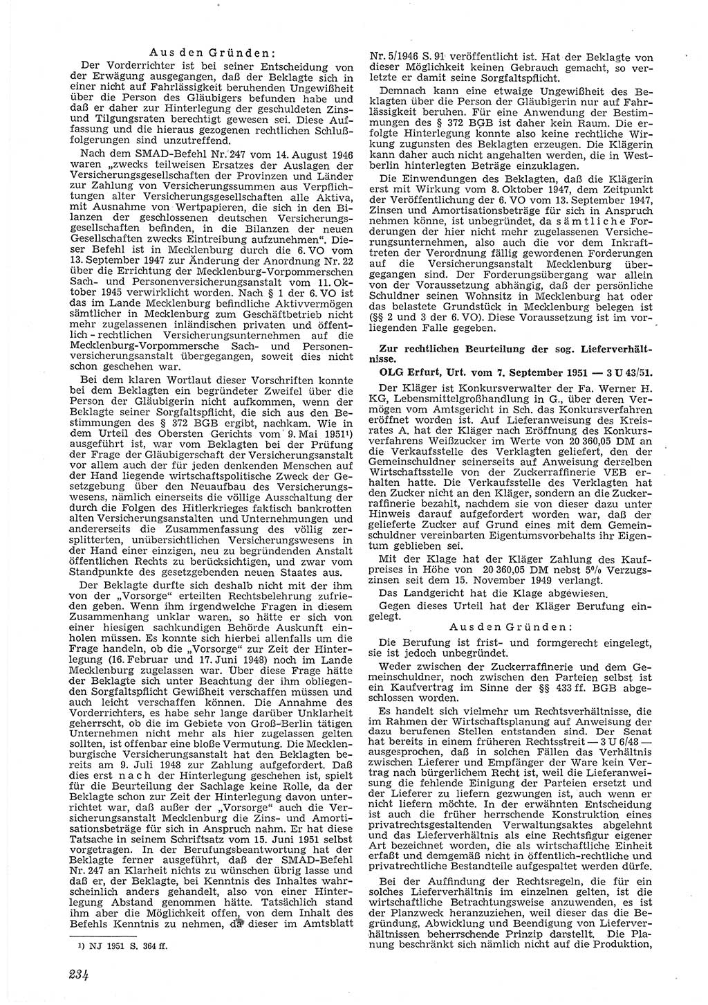 Neue Justiz (NJ), Zeitschrift für Recht und Rechtswissenschaft [Deutsche Demokratische Republik (DDR)], 6. Jahrgang 1952, Seite 234 (NJ DDR 1952, S. 234)