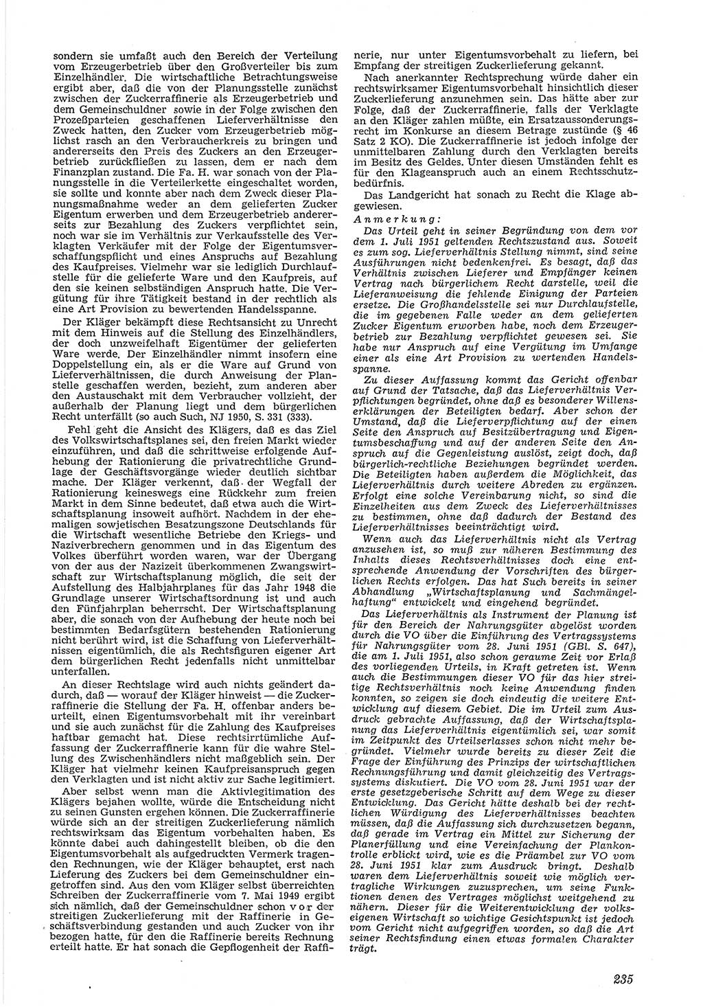 Neue Justiz (NJ), Zeitschrift für Recht und Rechtswissenschaft [Deutsche Demokratische Republik (DDR)], 6. Jahrgang 1952, Seite 235 (NJ DDR 1952, S. 235)