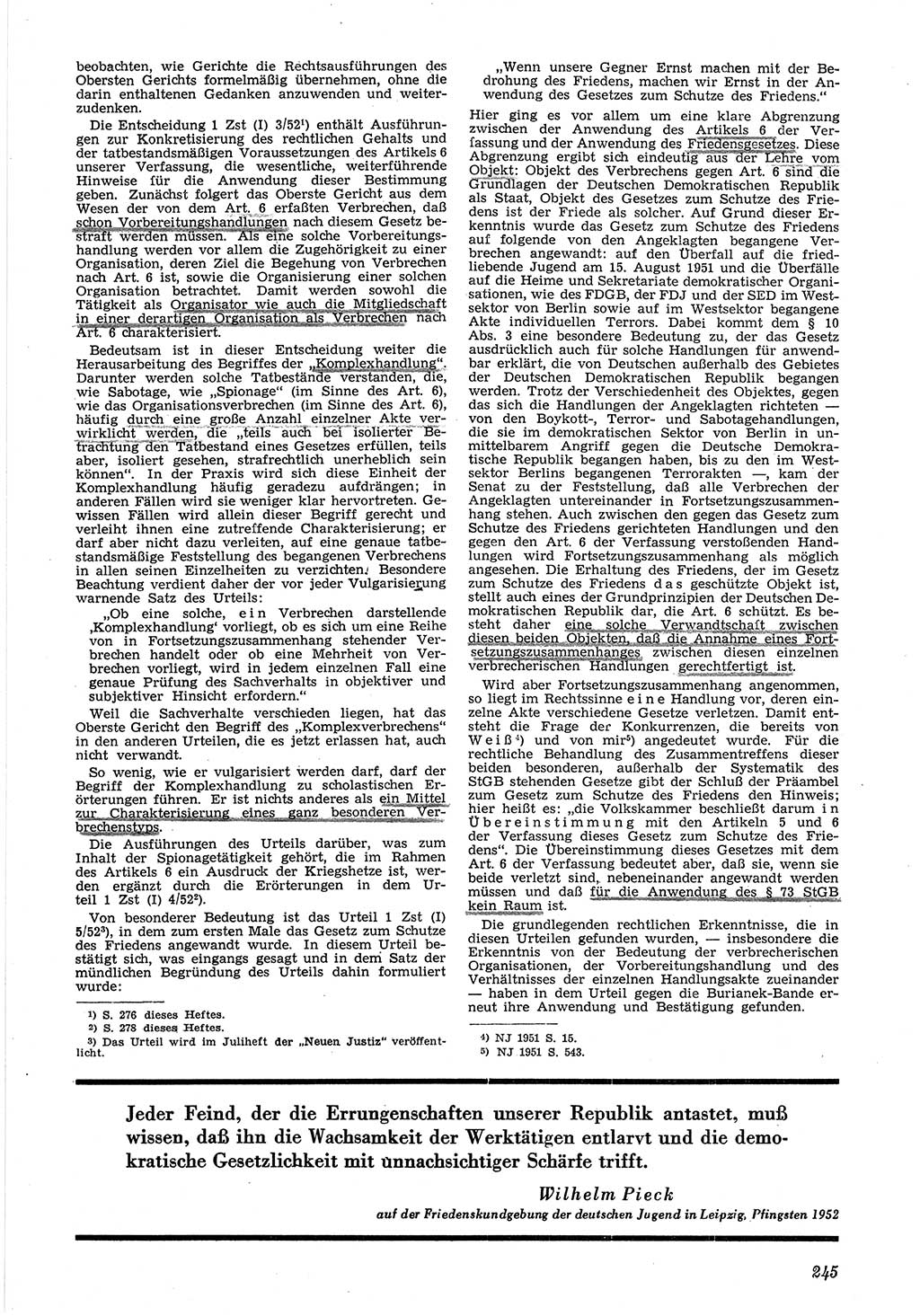 Neue Justiz (NJ), Zeitschrift für Recht und Rechtswissenschaft [Deutsche Demokratische Republik (DDR)], 6. Jahrgang 1952, Seite 245 (NJ DDR 1952, S. 245)