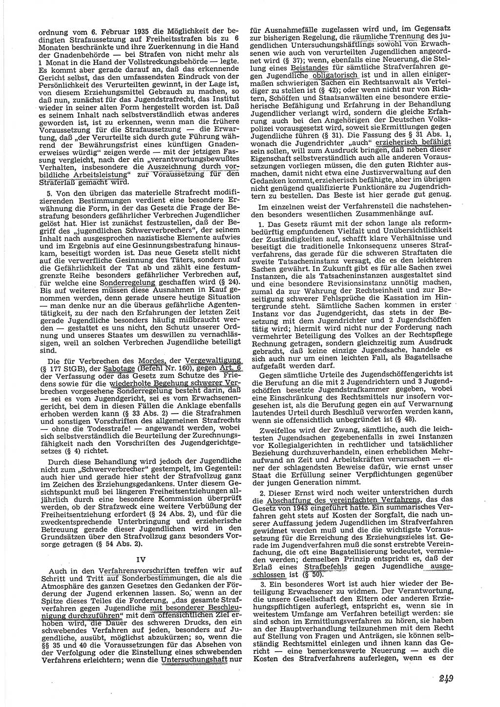 Neue Justiz (NJ), Zeitschrift für Recht und Rechtswissenschaft [Deutsche Demokratische Republik (DDR)], 6. Jahrgang 1952, Seite 249 (NJ DDR 1952, S. 249)