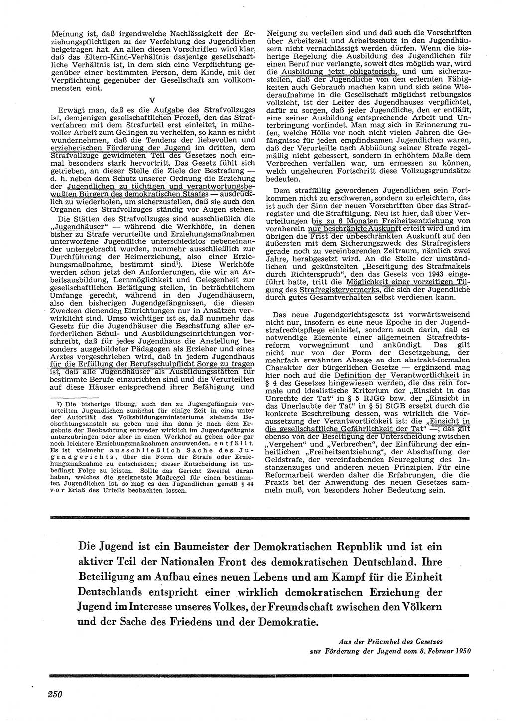 Neue Justiz (NJ), Zeitschrift für Recht und Rechtswissenschaft [Deutsche Demokratische Republik (DDR)], 6. Jahrgang 1952, Seite 250 (NJ DDR 1952, S. 250)