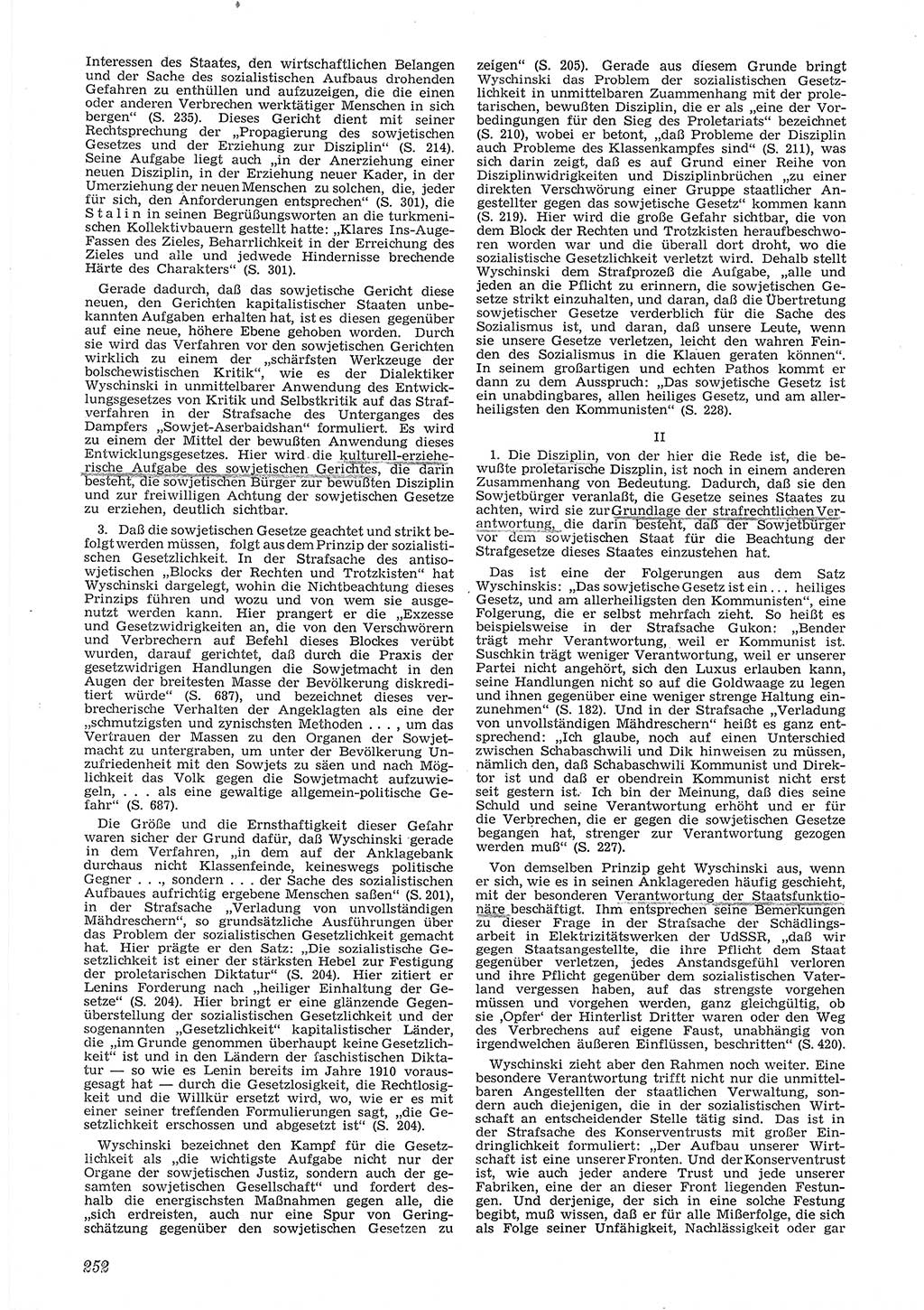 Neue Justiz (NJ), Zeitschrift für Recht und Rechtswissenschaft [Deutsche Demokratische Republik (DDR)], 6. Jahrgang 1952, Seite 252 (NJ DDR 1952, S. 252)