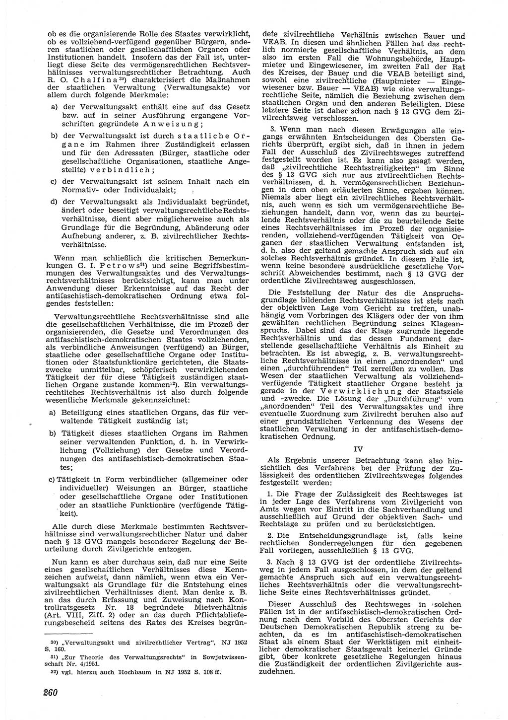 Neue Justiz (NJ), Zeitschrift für Recht und Rechtswissenschaft [Deutsche Demokratische Republik (DDR)], 6. Jahrgang 1952, Seite 260 (NJ DDR 1952, S. 260)