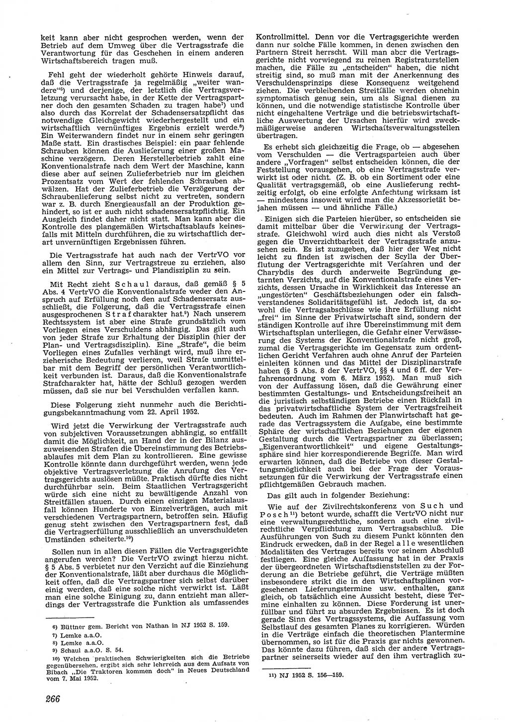 Neue Justiz (NJ), Zeitschrift für Recht und Rechtswissenschaft [Deutsche Demokratische Republik (DDR)], 6. Jahrgang 1952, Seite 266 (NJ DDR 1952, S. 266)