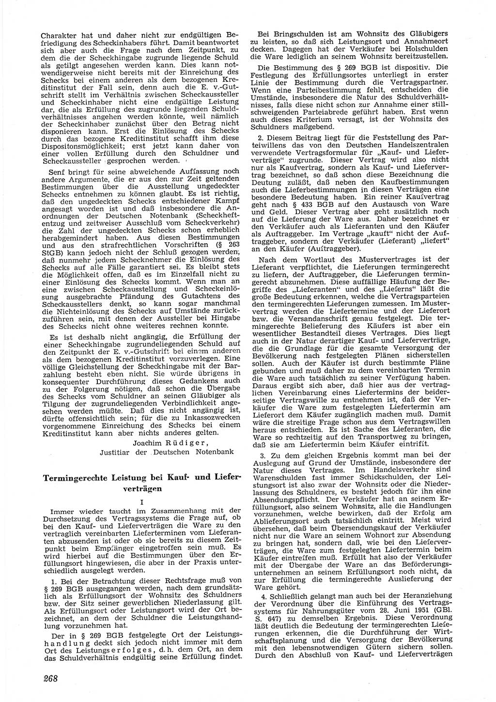 Neue Justiz (NJ), Zeitschrift für Recht und Rechtswissenschaft [Deutsche Demokratische Republik (DDR)], 6. Jahrgang 1952, Seite 268 (NJ DDR 1952, S. 268)