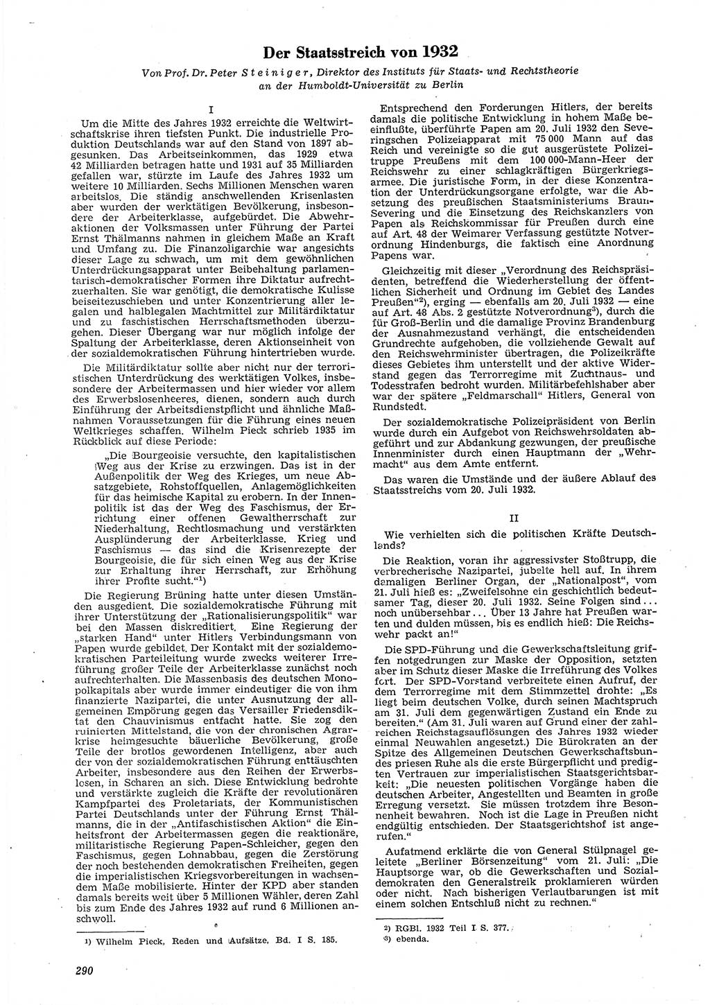 Neue Justiz (NJ), Zeitschrift für Recht und Rechtswissenschaft [Deutsche Demokratische Republik (DDR)], 6. Jahrgang 1952, Seite 290 (NJ DDR 1952, S. 290)