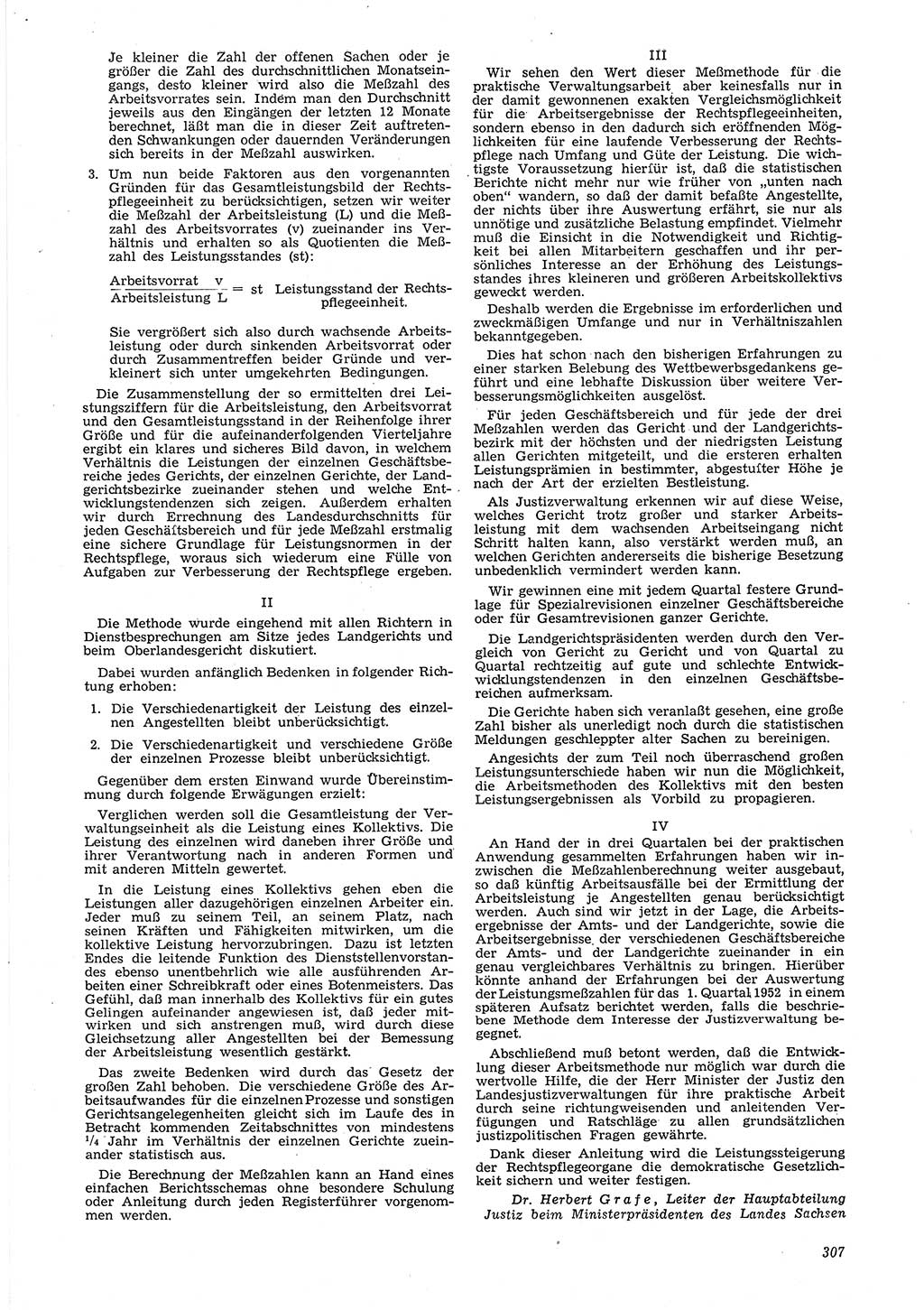 Neue Justiz (NJ), Zeitschrift für Recht und Rechtswissenschaft [Deutsche Demokratische Republik (DDR)], 6. Jahrgang 1952, Seite 307 (NJ DDR 1952, S. 307)