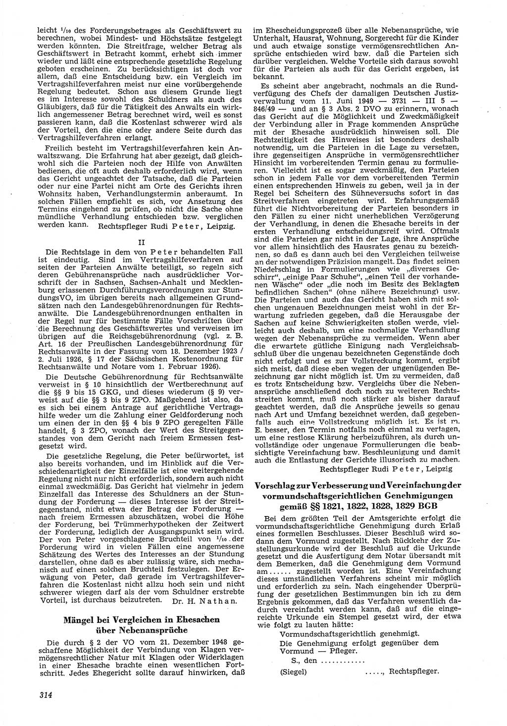 Neue Justiz (NJ), Zeitschrift für Recht und Rechtswissenschaft [Deutsche Demokratische Republik (DDR)], 6. Jahrgang 1952, Seite 314 (NJ DDR 1952, S. 314)