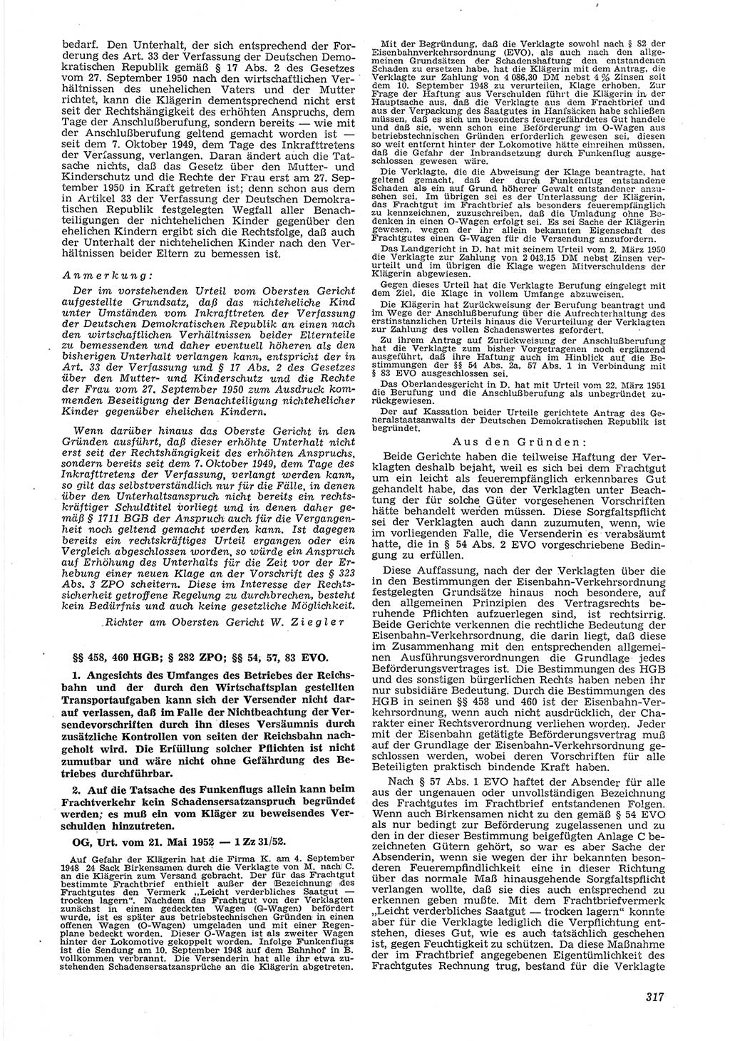 Neue Justiz (NJ), Zeitschrift für Recht und Rechtswissenschaft [Deutsche Demokratische Republik (DDR)], 6. Jahrgang 1952, Seite 317 (NJ DDR 1952, S. 317)