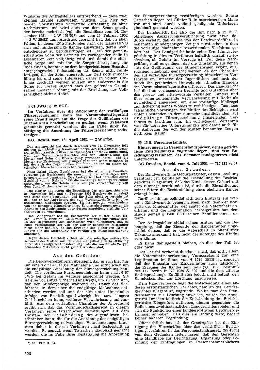 Neue Justiz (NJ), Zeitschrift für Recht und Rechtswissenschaft [Deutsche Demokratische Republik (DDR)], 6. Jahrgang 1952, Seite 328 (NJ DDR 1952, S. 328)