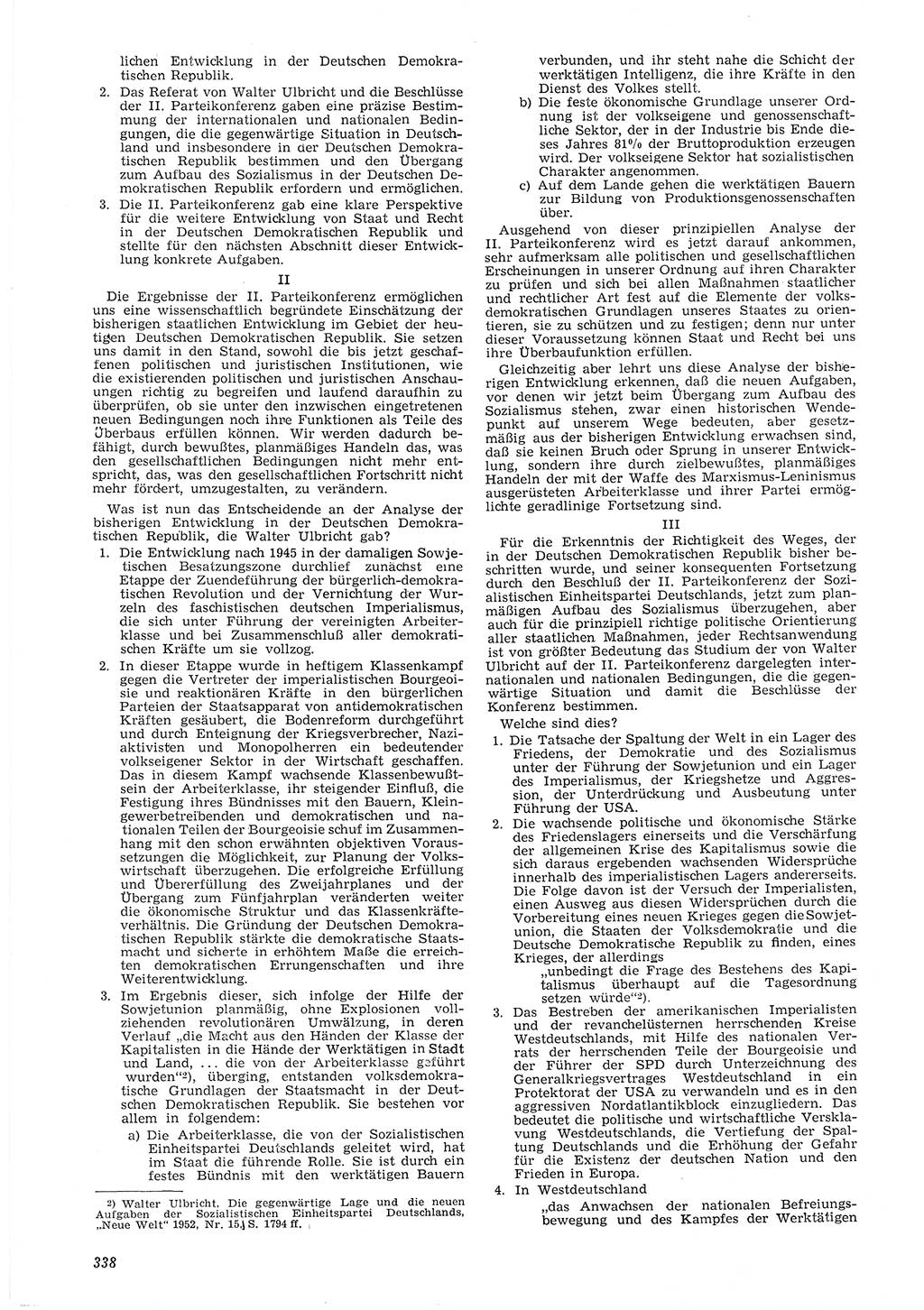 Neue Justiz (NJ), Zeitschrift für Recht und Rechtswissenschaft [Deutsche Demokratische Republik (DDR)], 6. Jahrgang 1952, Seite 338 (NJ DDR 1952, S. 338)