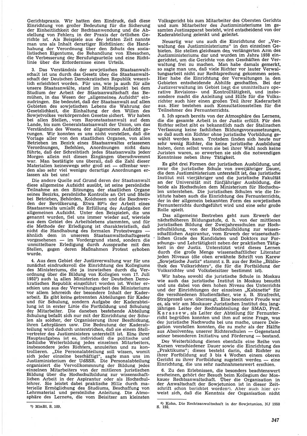 Neue Justiz (NJ), Zeitschrift für Recht und Rechtswissenschaft [Deutsche Demokratische Republik (DDR)], 6. Jahrgang 1952, Seite 347 (NJ DDR 1952, S. 347)
