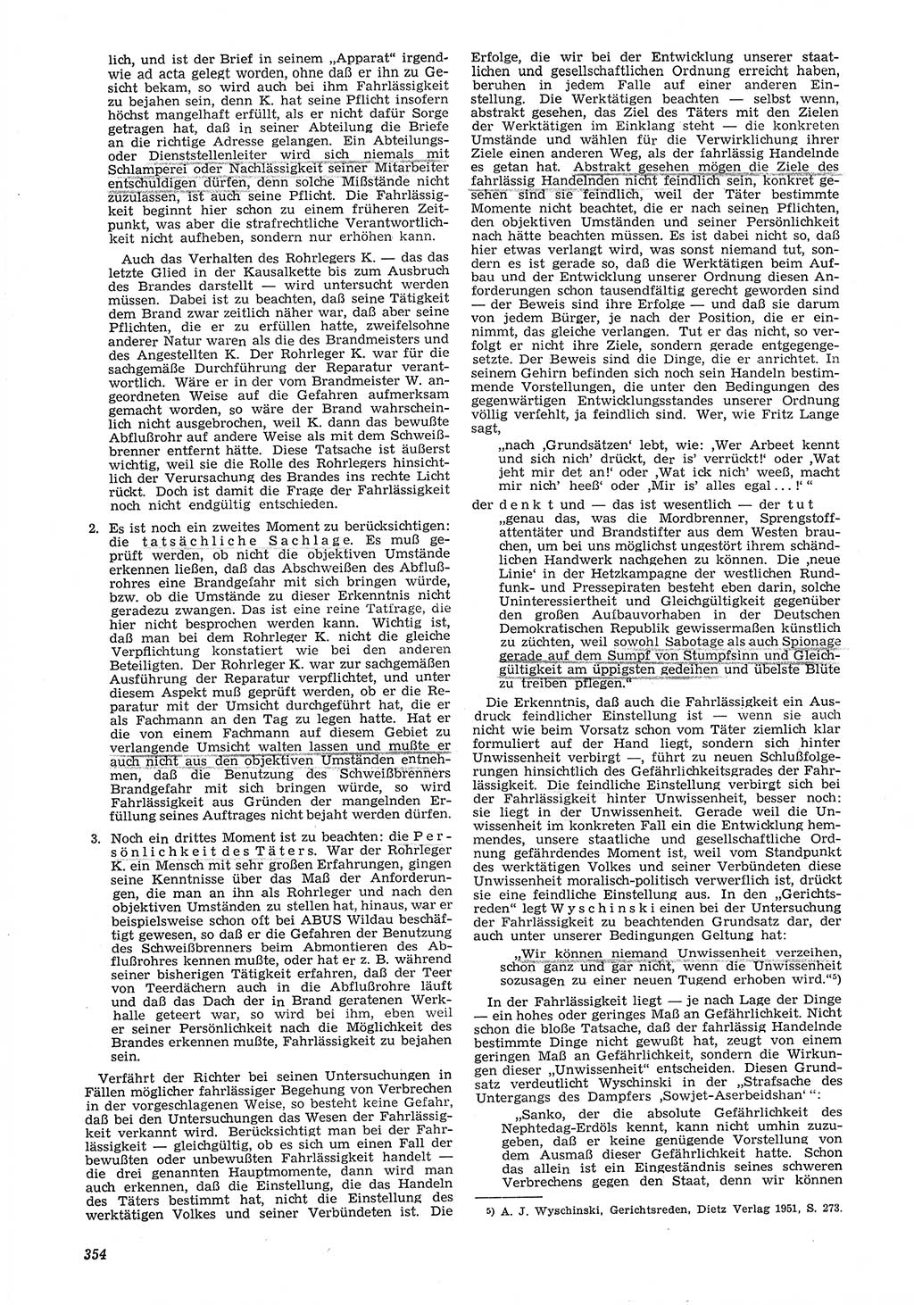 Neue Justiz (NJ), Zeitschrift für Recht und Rechtswissenschaft [Deutsche Demokratische Republik (DDR)], 6. Jahrgang 1952, Seite 354 (NJ DDR 1952, S. 354)