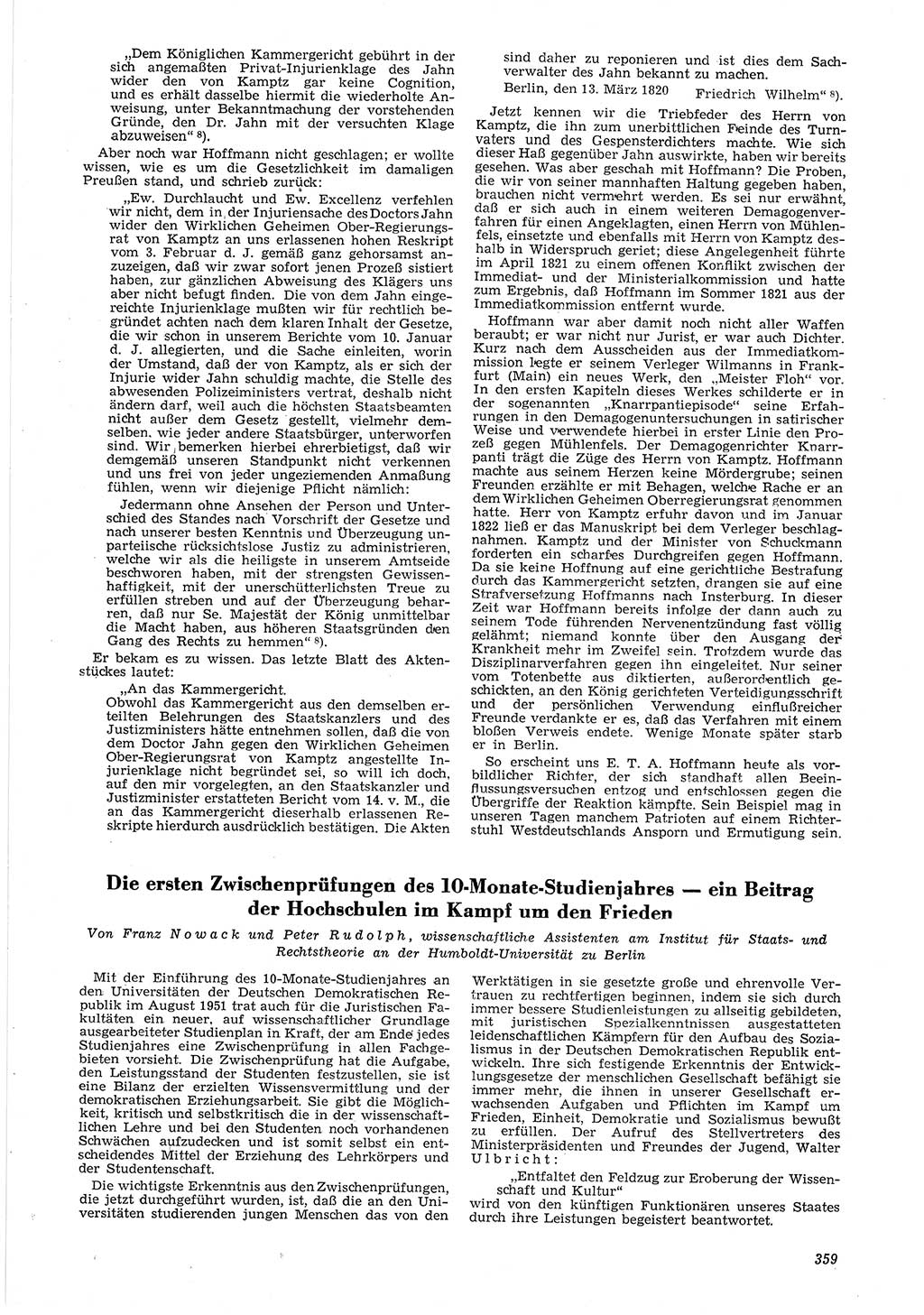 Neue Justiz (NJ), Zeitschrift für Recht und Rechtswissenschaft [Deutsche Demokratische Republik (DDR)], 6. Jahrgang 1952, Seite 359 (NJ DDR 1952, S. 359)