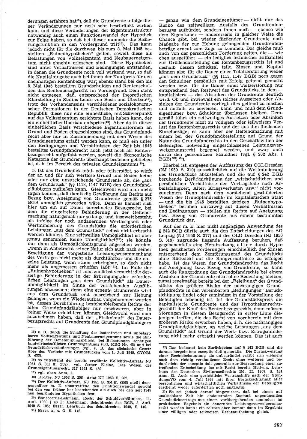 Neue Justiz (NJ), Zeitschrift für Recht und Rechtswissenschaft [Deutsche Demokratische Republik (DDR)], 6. Jahrgang 1952, Seite 387 (NJ DDR 1952, S. 387)