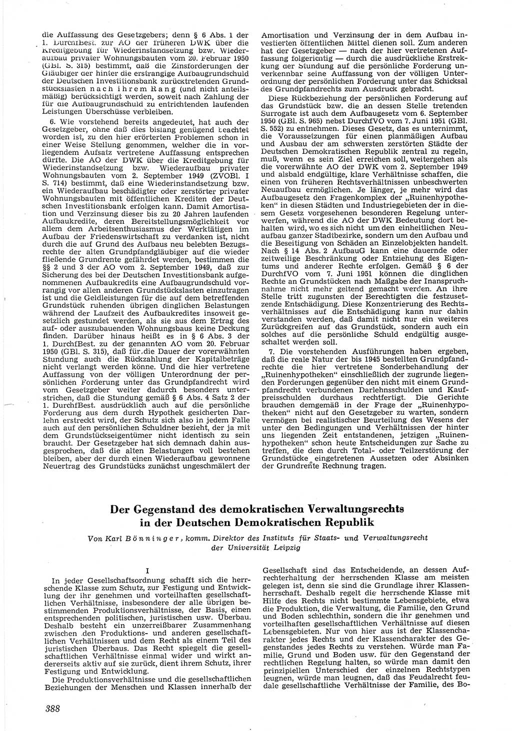 Neue Justiz (NJ), Zeitschrift für Recht und Rechtswissenschaft [Deutsche Demokratische Republik (DDR)], 6. Jahrgang 1952, Seite 388 (NJ DDR 1952, S. 388)