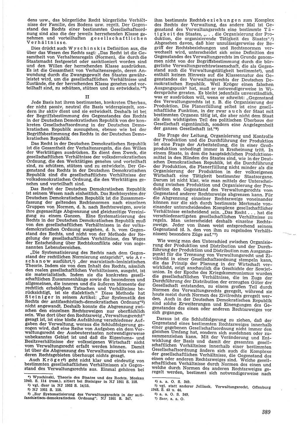 Neue Justiz (NJ), Zeitschrift für Recht und Rechtswissenschaft [Deutsche Demokratische Republik (DDR)], 6. Jahrgang 1952, Seite 389 (NJ DDR 1952, S. 389)
