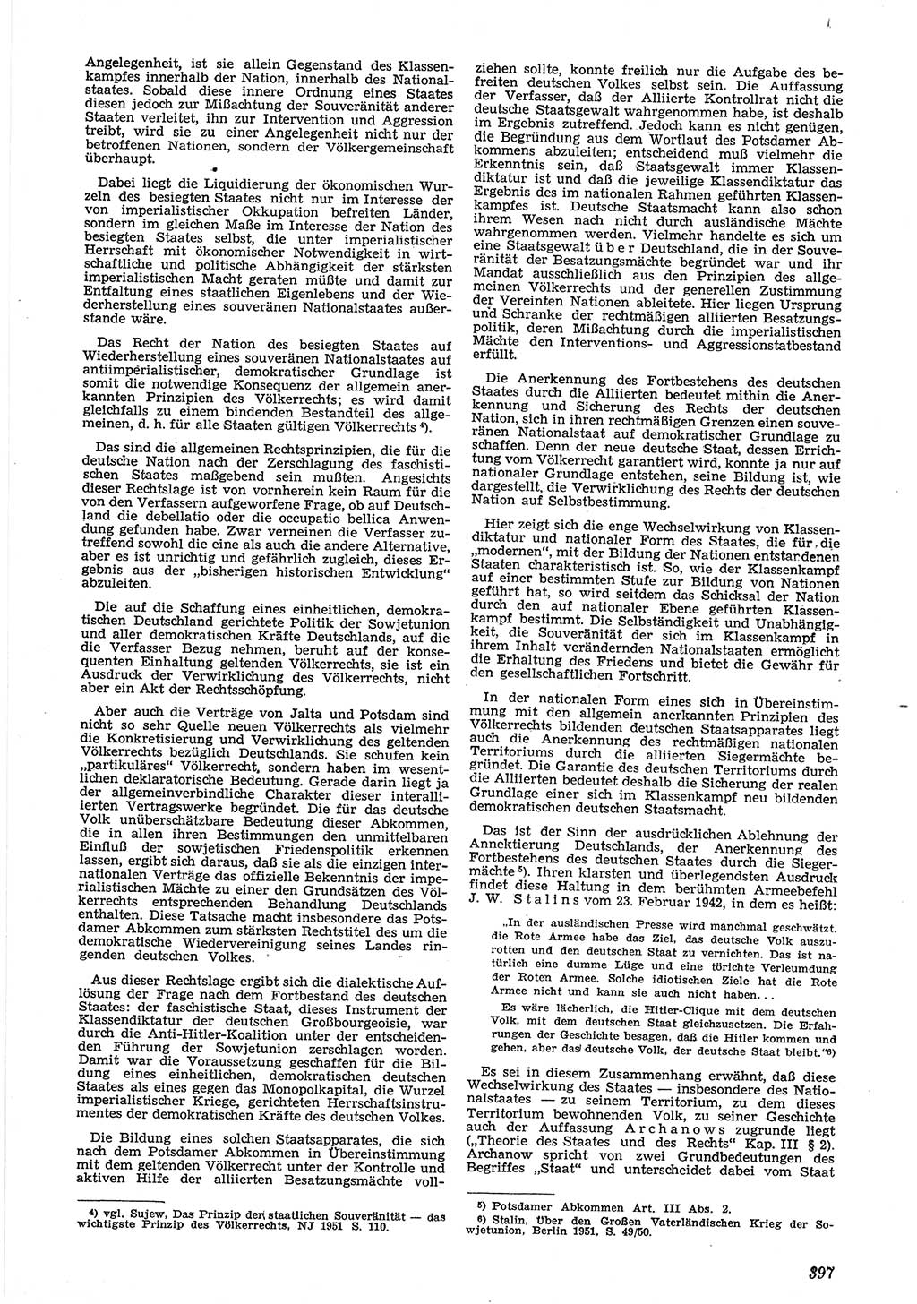 Neue Justiz (NJ), Zeitschrift für Recht und Rechtswissenschaft [Deutsche Demokratische Republik (DDR)], 6. Jahrgang 1952, Seite 397 (NJ DDR 1952, S. 397)