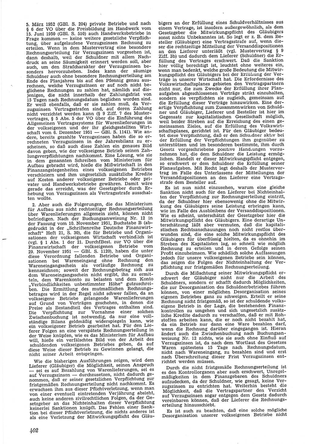 Neue Justiz (NJ), Zeitschrift für Recht und Rechtswissenschaft [Deutsche Demokratische Republik (DDR)], 6. Jahrgang 1952, Seite 402 (NJ DDR 1952, S. 402)