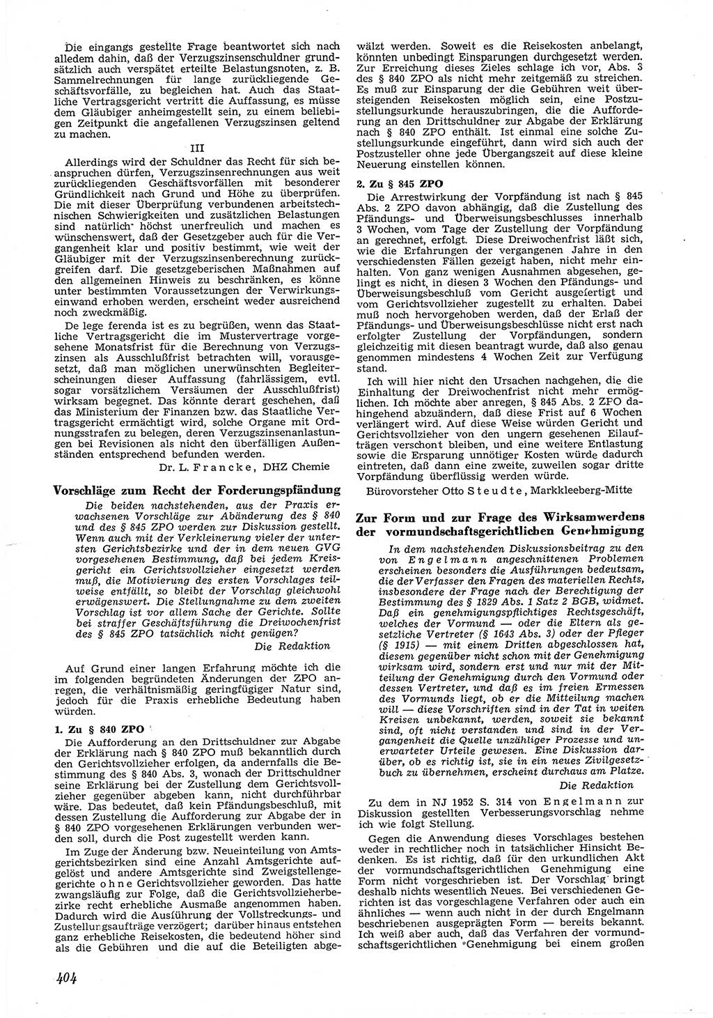 Neue Justiz (NJ), Zeitschrift für Recht und Rechtswissenschaft [Deutsche Demokratische Republik (DDR)], 6. Jahrgang 1952, Seite 404 (NJ DDR 1952, S. 404)