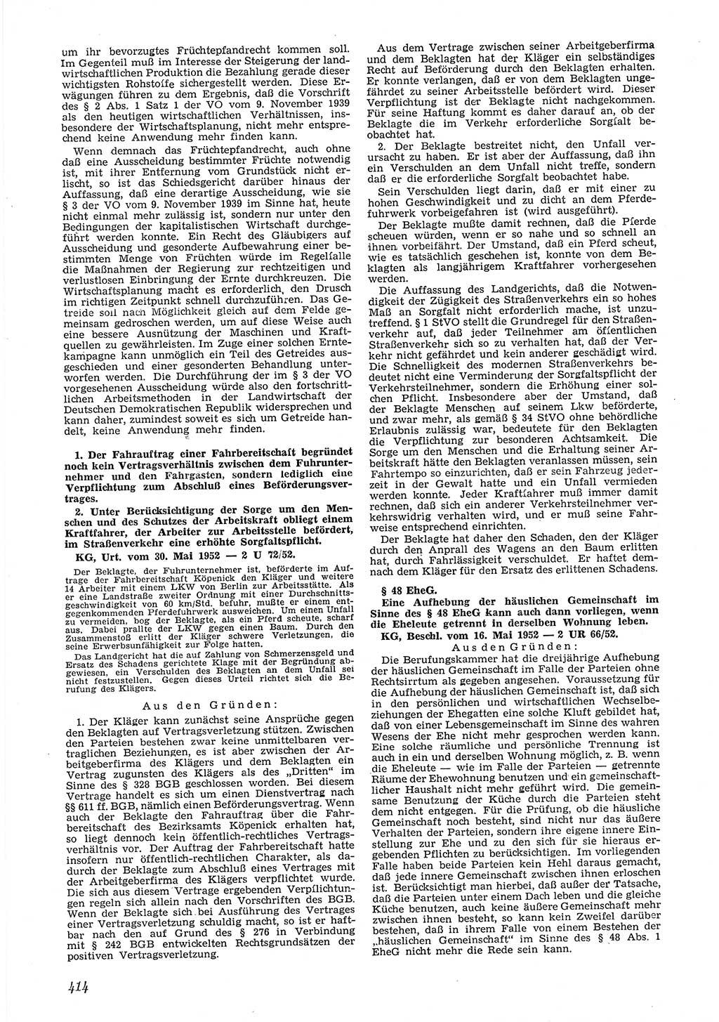 Neue Justiz (NJ), Zeitschrift für Recht und Rechtswissenschaft [Deutsche Demokratische Republik (DDR)], 6. Jahrgang 1952, Seite 414 (NJ DDR 1952, S. 414)