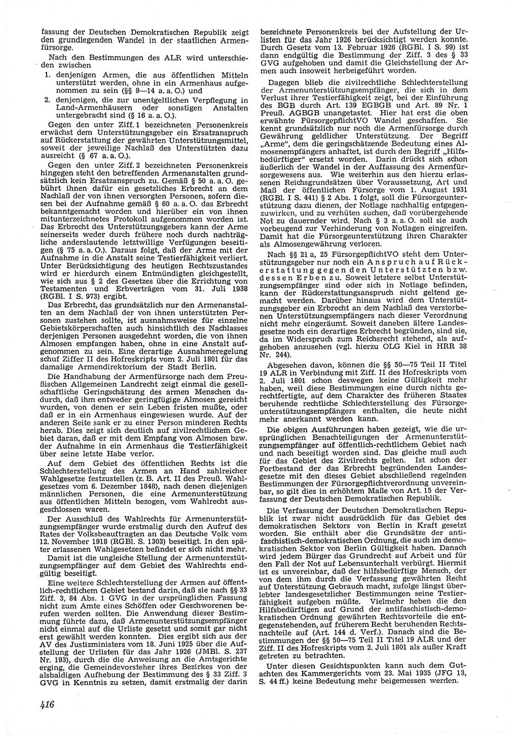 Neue Justiz (NJ), Zeitschrift für Recht und Rechtswissenschaft [Deutsche Demokratische Republik (DDR)], 6. Jahrgang 1952, Seite 416 (NJ DDR 1952, S. 416)