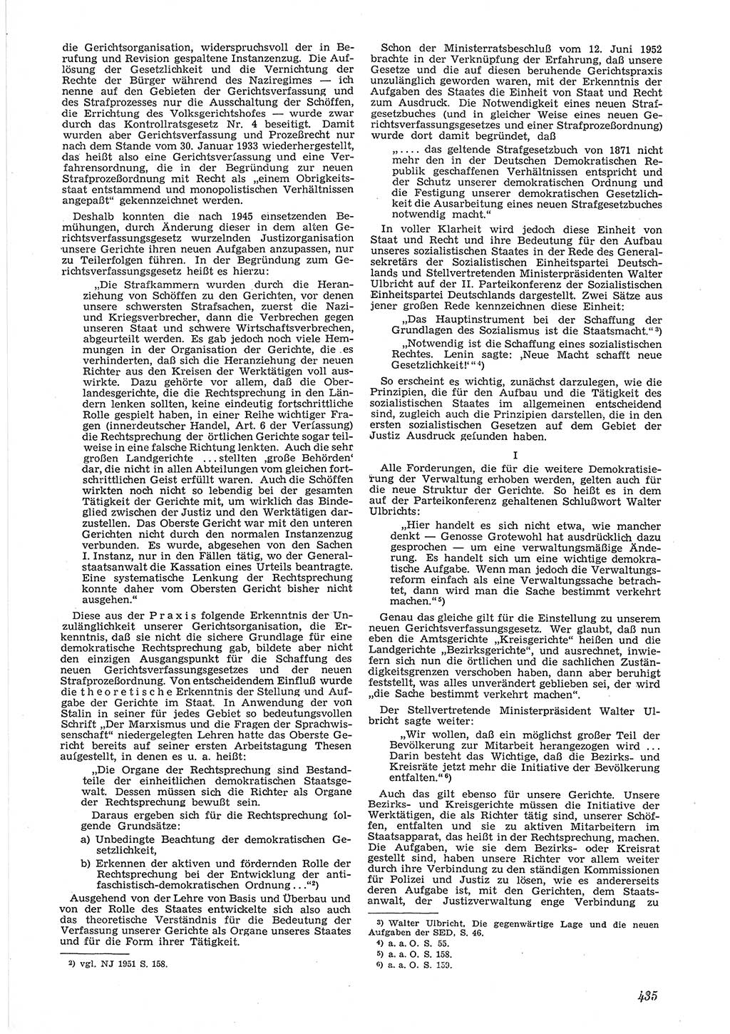 Neue Justiz (NJ), Zeitschrift für Recht und Rechtswissenschaft [Deutsche Demokratische Republik (DDR)], 6. Jahrgang 1952, Seite 435 (NJ DDR 1952, S. 435)
