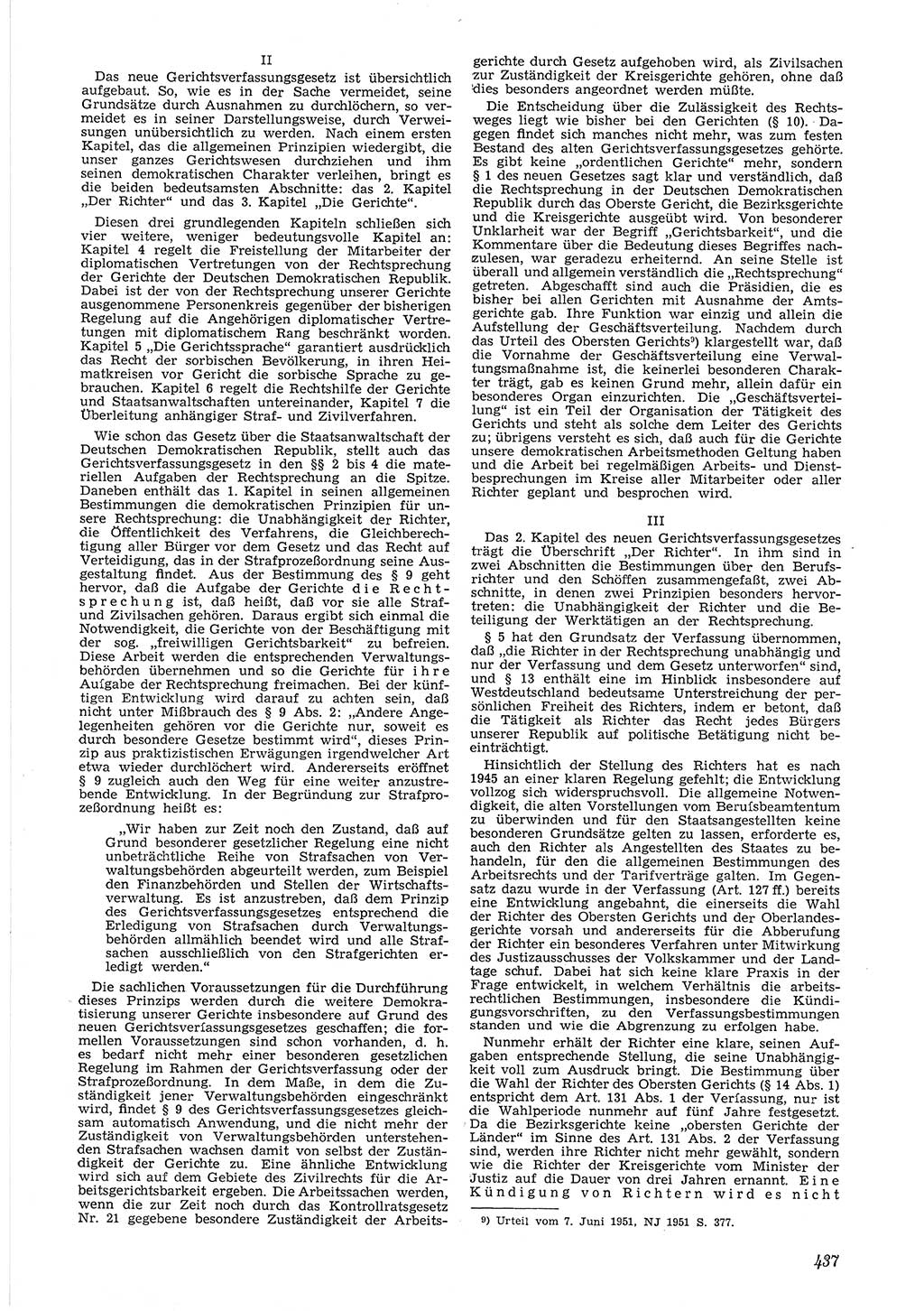 Neue Justiz (NJ), Zeitschrift für Recht und Rechtswissenschaft [Deutsche Demokratische Republik (DDR)], 6. Jahrgang 1952, Seite 437 (NJ DDR 1952, S. 437)