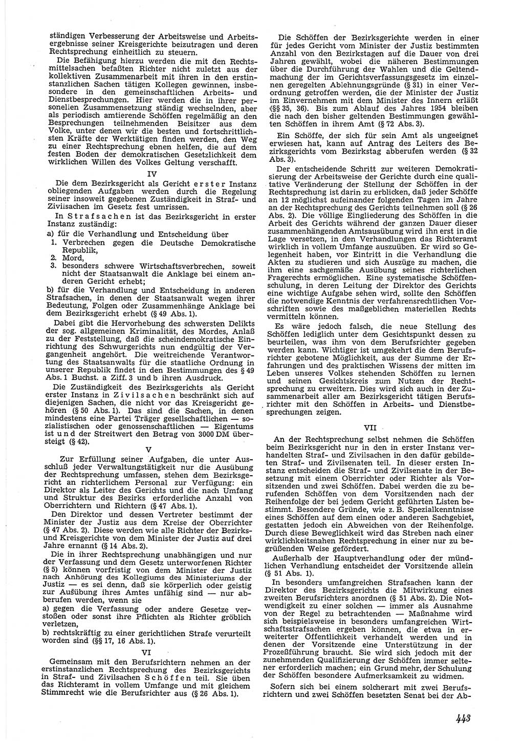 Neue Justiz (NJ), Zeitschrift für Recht und Rechtswissenschaft [Deutsche Demokratische Republik (DDR)], 6. Jahrgang 1952, Seite 443 (NJ DDR 1952, S. 443)