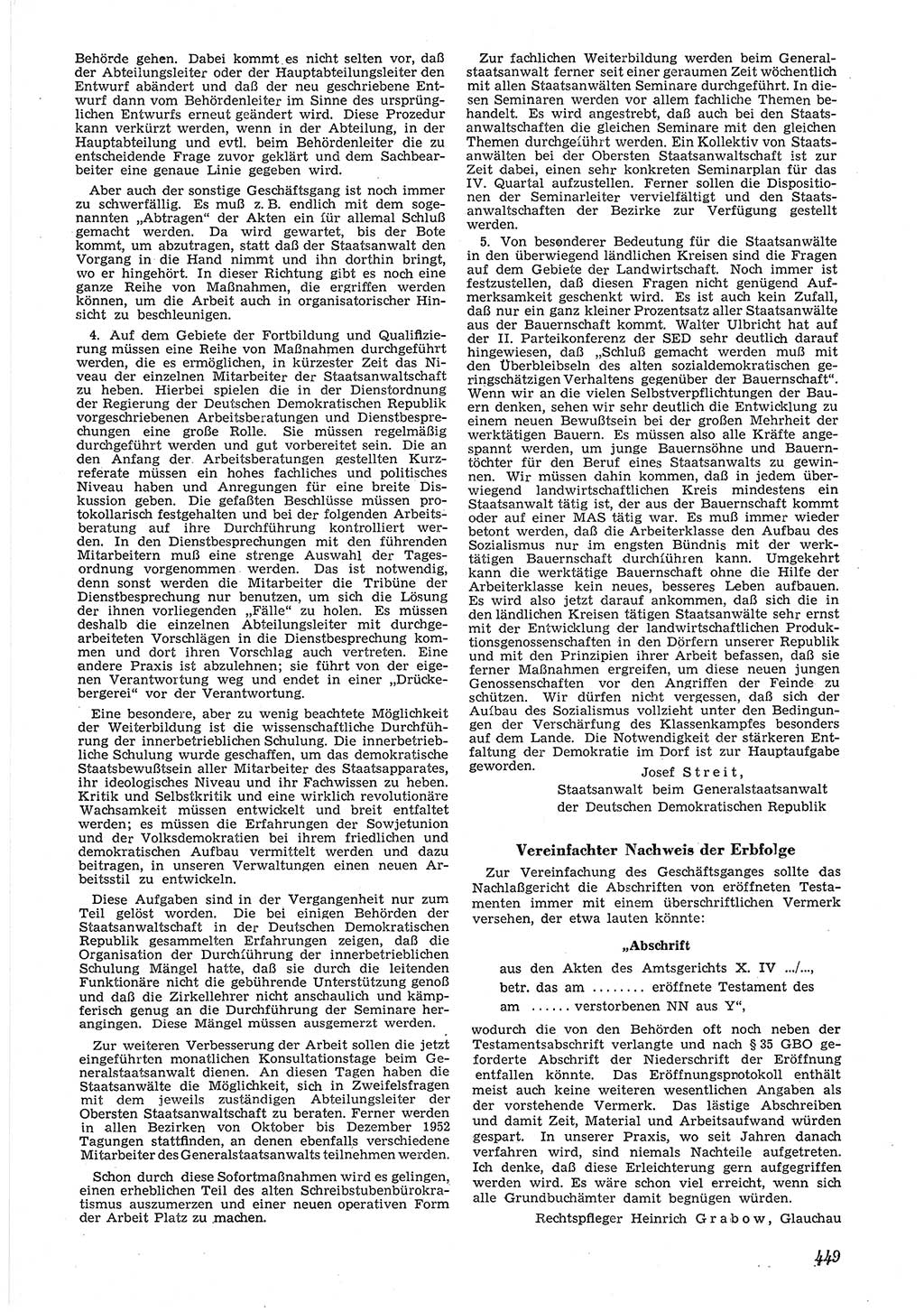 Neue Justiz (NJ), Zeitschrift für Recht und Rechtswissenschaft [Deutsche Demokratische Republik (DDR)], 6. Jahrgang 1952, Seite 449 (NJ DDR 1952, S. 449)