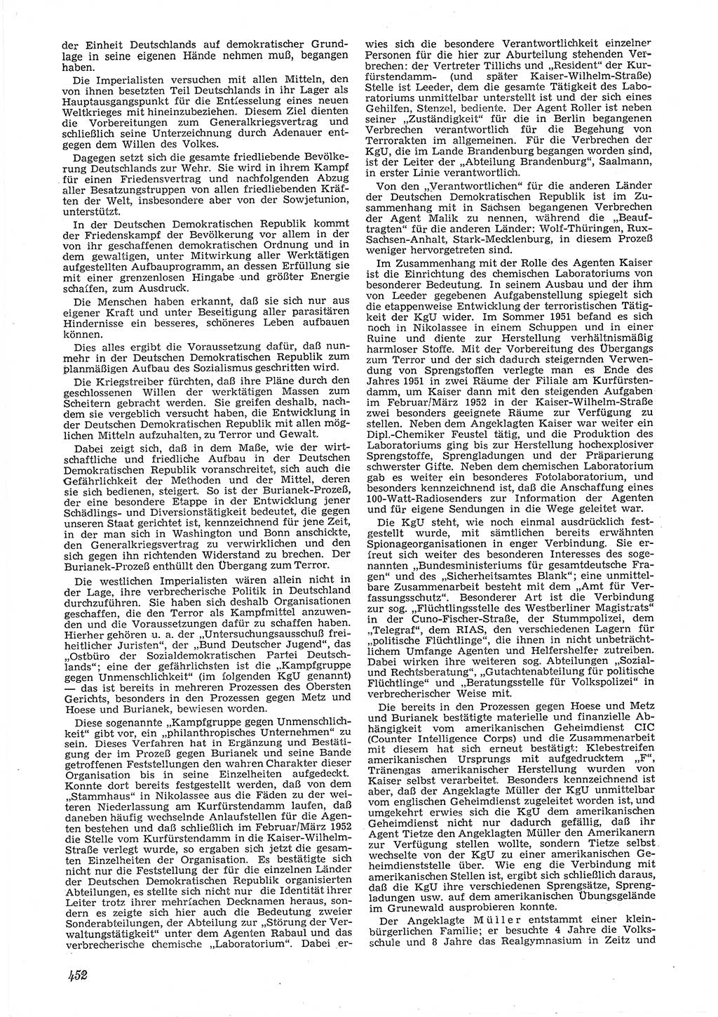 Neue Justiz (NJ), Zeitschrift für Recht und Rechtswissenschaft [Deutsche Demokratische Republik (DDR)], 6. Jahrgang 1952, Seite 452 (NJ DDR 1952, S. 452)