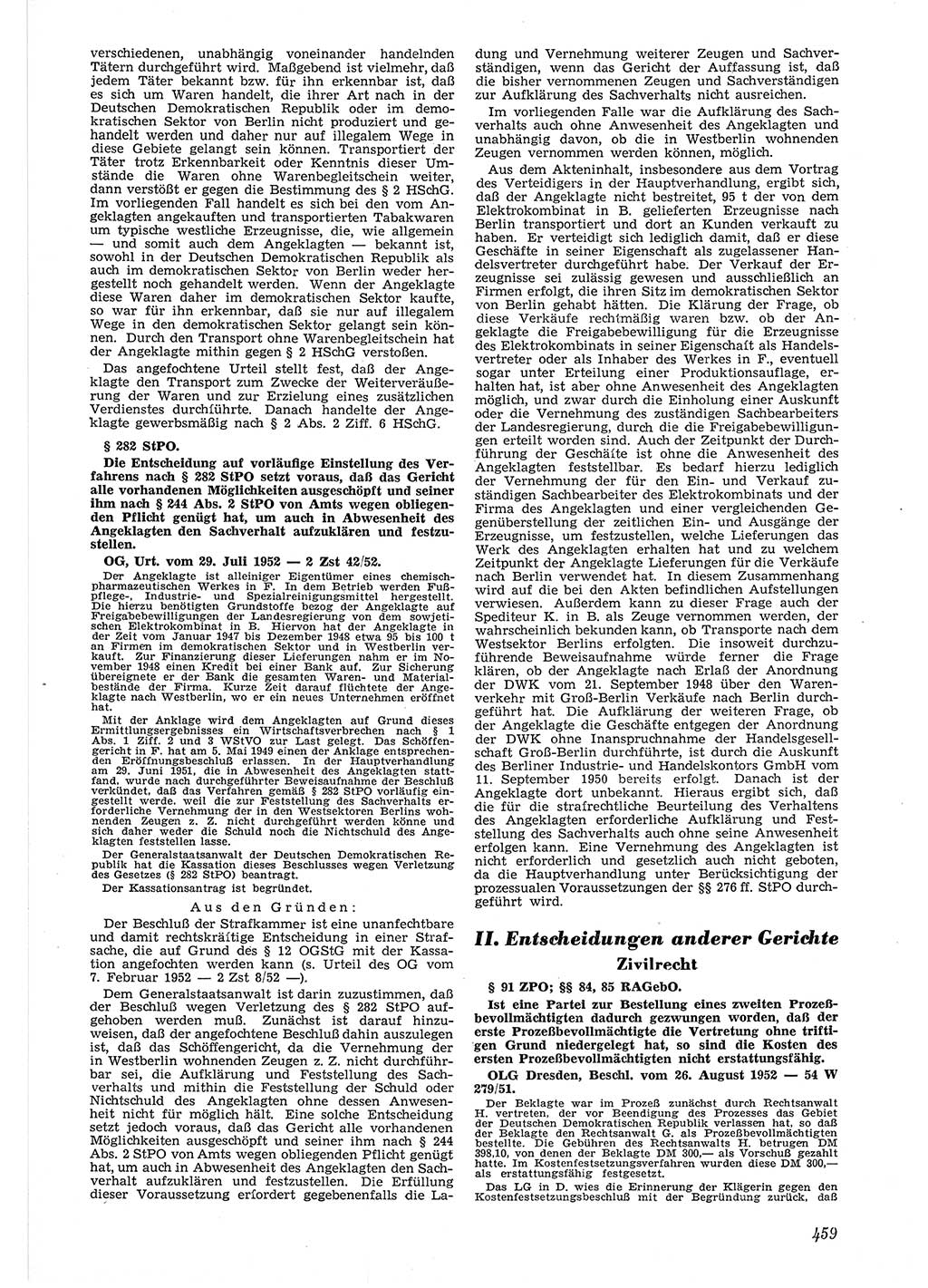 Neue Justiz (NJ), Zeitschrift für Recht und Rechtswissenschaft [Deutsche Demokratische Republik (DDR)], 6. Jahrgang 1952, Seite 459 (NJ DDR 1952, S. 459)