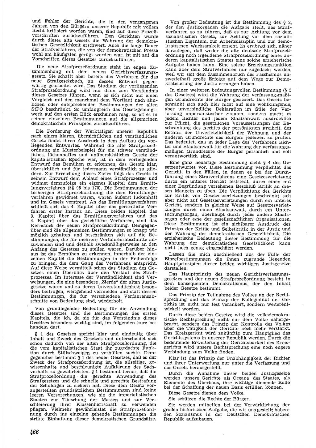 Neue Justiz (NJ), Zeitschrift für Recht und Rechtswissenschaft [Deutsche Demokratische Republik (DDR)], 6. Jahrgang 1952, Seite 466 (NJ DDR 1952, S. 466)