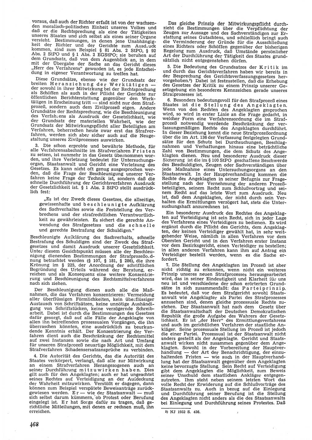 Neue Justiz (NJ), Zeitschrift für Recht und Rechtswissenschaft [Deutsche Demokratische Republik (DDR)], 6. Jahrgang 1952, Seite 468 (NJ DDR 1952, S. 468)
